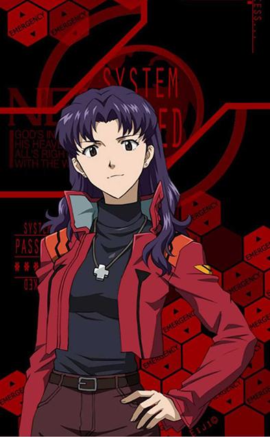 Anime girl with a leather jacket Misato Katsuragi