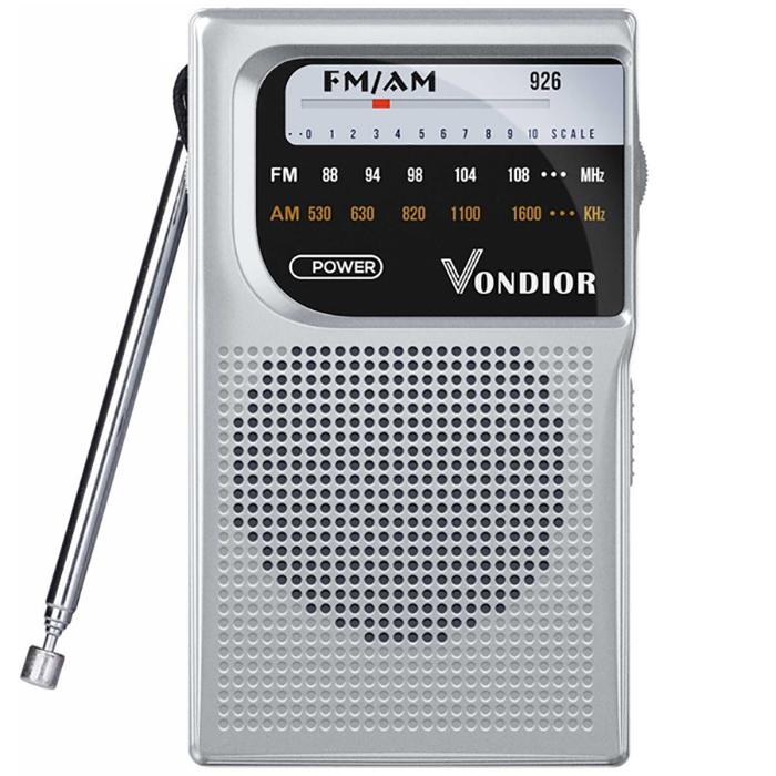 Vondior FM AM BatteryOperated Portable Pocket Radio with Headphone Jack