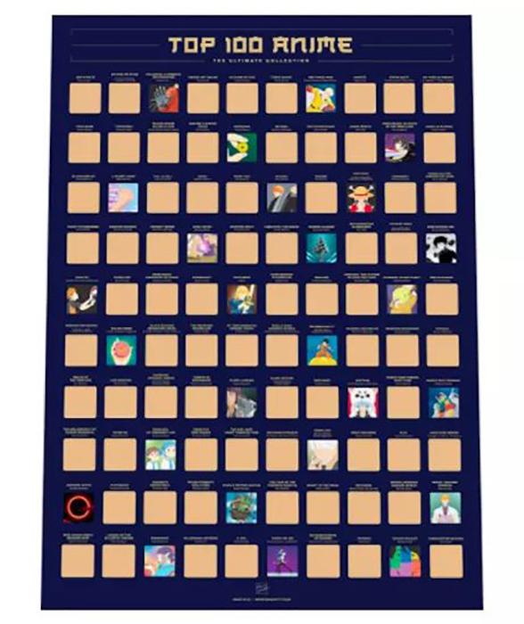 100 Anime Scratch-Off Poster