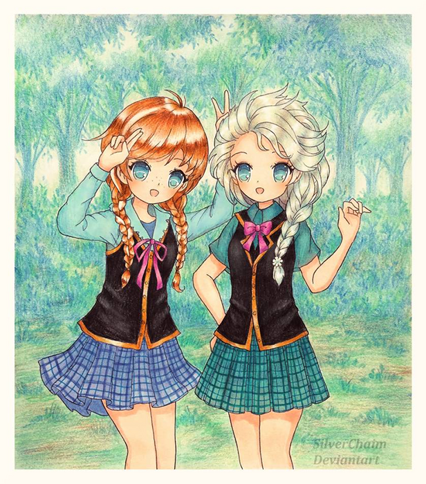 Schoolgirl Anna And Elsa