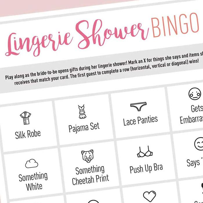 Lingerie Shower Bingo